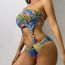 Fashion Leopard Print Polyester Printed Halterneck Cutout One-piece Swimsuit