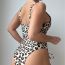 Fashion Leopard Print Polyester Leopard Print Cutout Lace-up Swimsuit