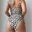 Fashion Leopard Print Polyester Leopard Print Cutout Lace-up Swimsuit