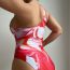 Fashion Color Polyester Tie-dye One-shoulder One-piece Swimsuit Two-piece Set
