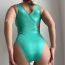 Fashion Green Polyester Hollow One-piece Swimsuit