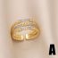 Fashion B Gold Plated Copper Love Ring With Diamonds