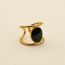 Fashion Gold Oil Dripping Oval Titanium Steel Ring