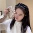 Fashion White Crystal Beaded Pleated Wide-brim Headband
