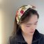 Fashion Pink Fabric Embroidered Flower Knotted Wide-brimmed Headband