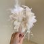 Fashion White Crystal Feather Flower Clip