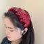 Fashion Red Lace Flower Rhinestone Headband