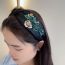 Fashion Black Knotted Fabric Wide Embroidered Headband