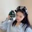 Fashion Green Sequin Double Bow Velvet Wide-brimmed Headband