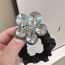 Fashion Five Stars In The Middle - Blue Crystal Flower Pleated Hair Tie