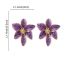 Fashion Purple Alloy Oil Dripping Flower Earrings