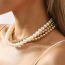 Fashion White K Pearl Beaded Multi-layered Necklace