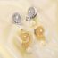 Fashion White King Pearl Conch Metal Stud Earrings