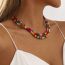 Fashion Rose Red Geometric Beaded Double Necklace