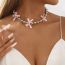 Fashion Pink Geometric Beaded Bow Necklace
