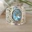 Fashion Blue Alloy Diamond Oval Ring