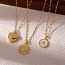 Fashion Golden 3 Titanium Steel Round Shell Cross Pendant Necklace