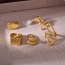 Fashion Golden 5 Copper Set Zircon Square Ring
