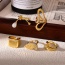 Fashion Golden 1 Copper Set Zircon Hollow Petal Ring