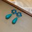 Fashion Ear Hook-green Metal Oil-dropped Flower Drop-shaped Turquoise Earrings
