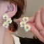 Fashion Yellow-flowers Metal Drip Flower Pearl Earrings