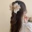 Fashion Gripper - Champagne Color Mesh Crystal Flower Clip