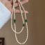 Fashion Necklace-white-green Pearl Beaded Double Layer Necklace