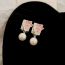 Fashion Silver-white Square Butterfly Pearl Stud Earrings