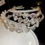 Fashion 4# Hairband-silver Geometric Diamond And Pearl Thin Edge Headband