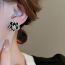 Fashion Gold-black Metal Diamond Flower Stud Earrings