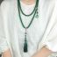 Fashion Necklace-green Round Glass Beaded Long Necklace