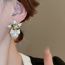 Fashion Gold-white Metal Drip Pearl Flower Earrings