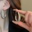 Fashion Silver Copper Diamond Oval Earrings