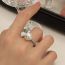 Fashion Ring-silver-grey Metal Set Zirconium Pearl Open Ring