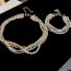 Fashion Necklace - Silver Metal Diamond Snake Bone Multi-layered Necklace