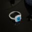 Fashion Ring-silver-blue Copper Set Square Zirconium Open Ring