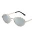 Fashion Gold Framed Light Gray Piece Embossed Oval Sunglasses