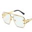 Fashion Gold Frame All Gray Piece Ac Double Bridge Square Large Frame Sunglasses