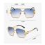 Fashion Gold Frame Blu Ray Ac Double Bridge Square Large Frame Sunglasses