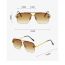 Fashion Gold Frame Blu Ray Ac Double Bridge Rimless Leopard Head Square Sunglasses