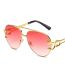 Fashion Gold Frame Gradient Pink Double Bridge Metal Large Frame Sunglasses