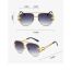 Fashion Gold Frame Tea Slices Double Bridge Metal Large Frame Sunglasses