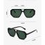 Fashion Bright Black And Dark Green Film Double Bridge Square Sunglasses