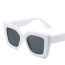 Fashion Solid White Frame Gray Film Pc Square Large Frame Sunglasses