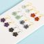 Fashion Obsidian Geometric Wire Flower Earrings