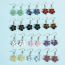 Fashion Onyx Geometric Wire Flower Earrings