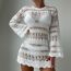 Fashion White Blend Open-knit Sun Cover-up
