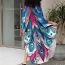 Fashion 17 Yellow And Blue Feathers Polyester Printed Long Skirt