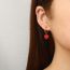 Fashion Love Sticky Diamond Pendant Earrings Red Stainless Steel Diamond Heart Hoop Earrings
