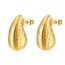 Fashion Gold Stainless Steel Hammered Drop-shaped Earrings